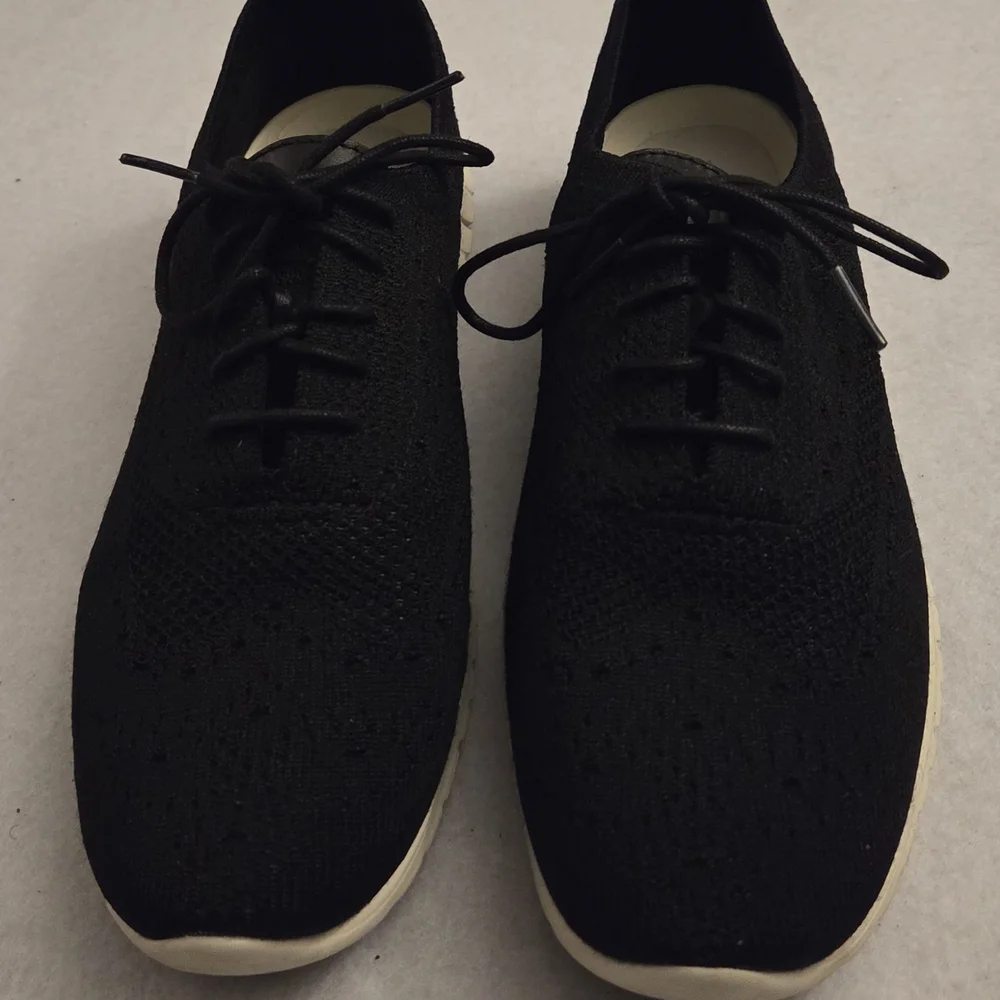 Cole Haan Zerogrand W06723 Women’s 10 B Black Knit‎ Lace Up Oxford Sneakers...